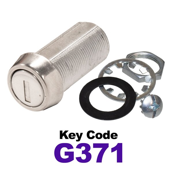 Global RV SS Compartment Lock, Cam/Blade Style, 1-3/8in Threaded Barrel, Keyed to G371, Blades not Included CLB-371-138-SS - main